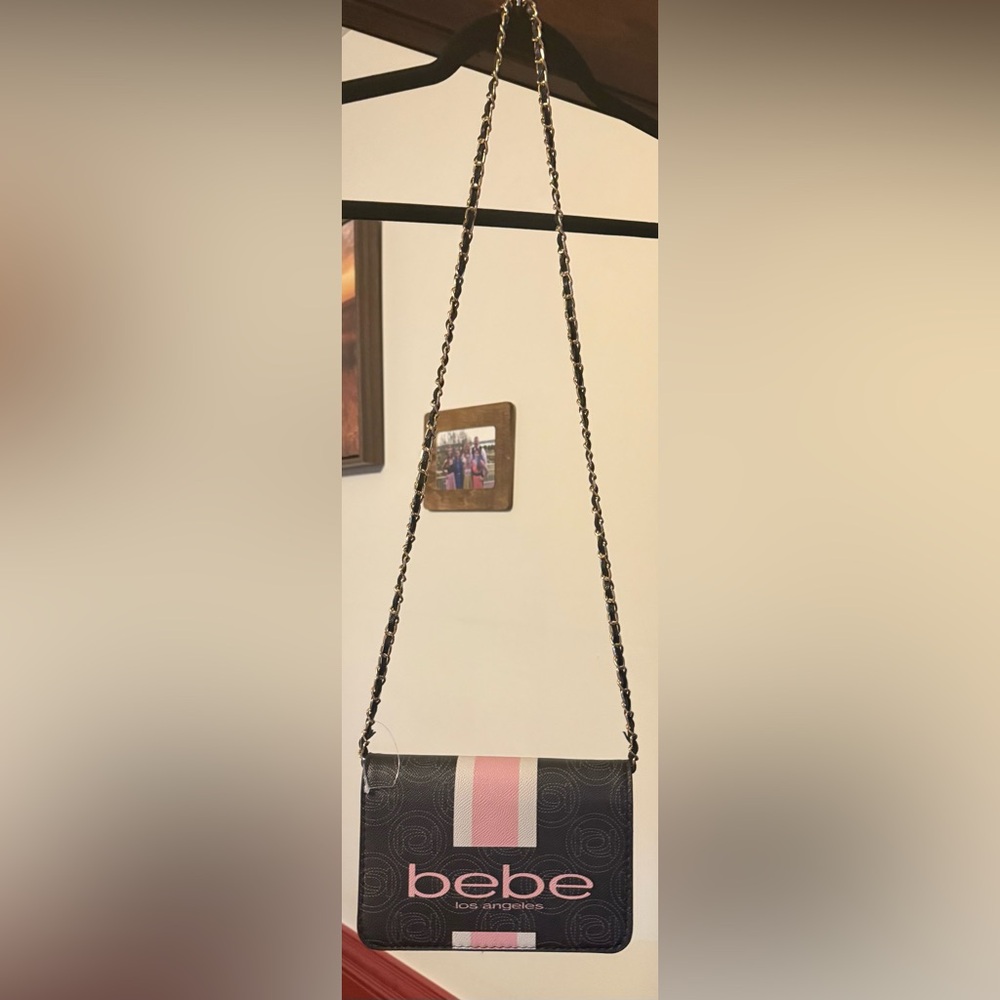 Bebe  Los Angeles Ember Black & Pink Crossbody Handbag Bag- NWOT